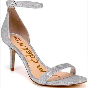 Sam Edelman Women's Patti Glitter Silver Heels Sandals Size 6